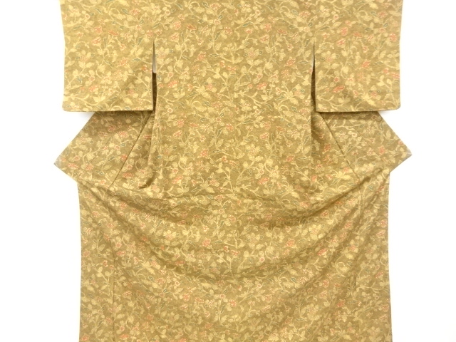 JAPANESE KIMONO / VINTAGE KOMON KIMONO / SILK / FLORAL PLANTS